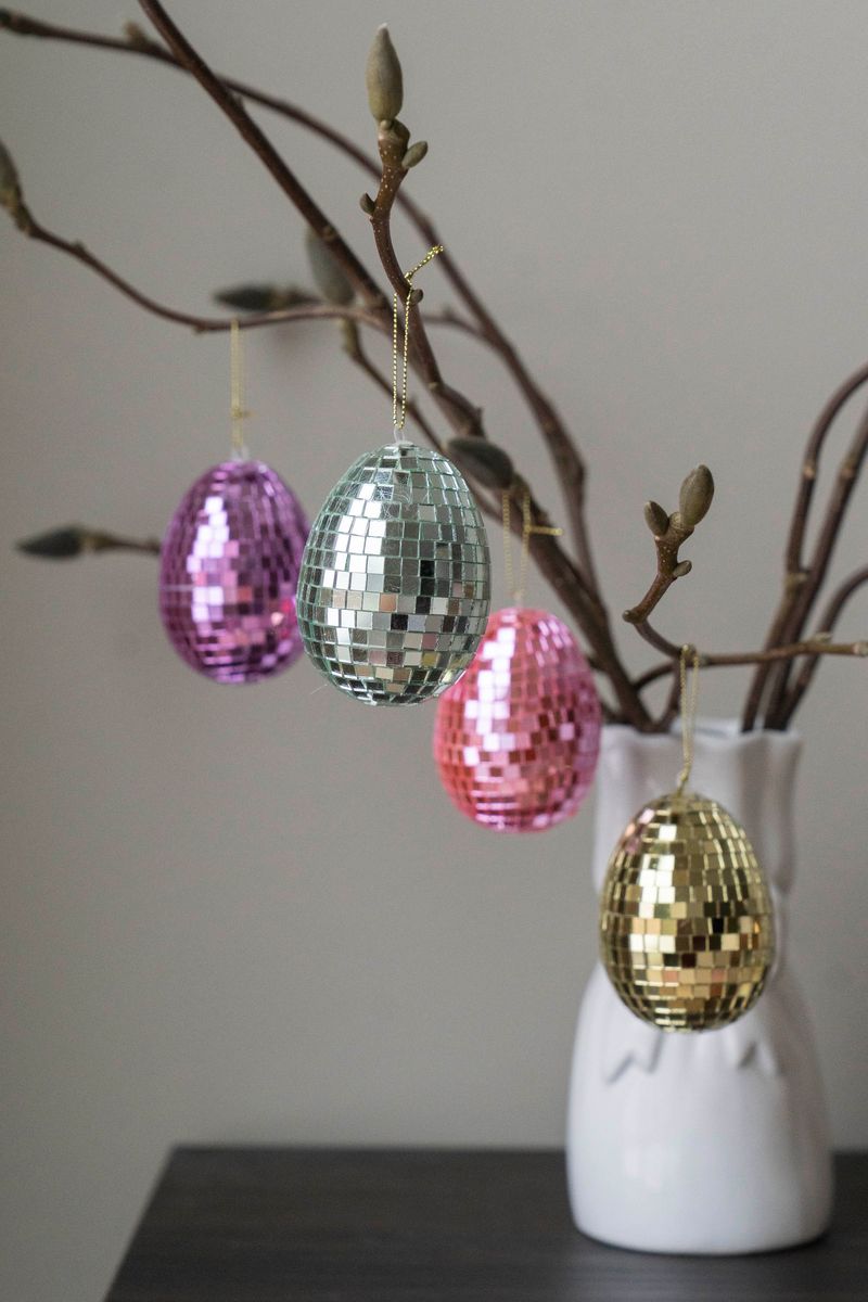 Speil-egg hengende – 8 cm – Rosa