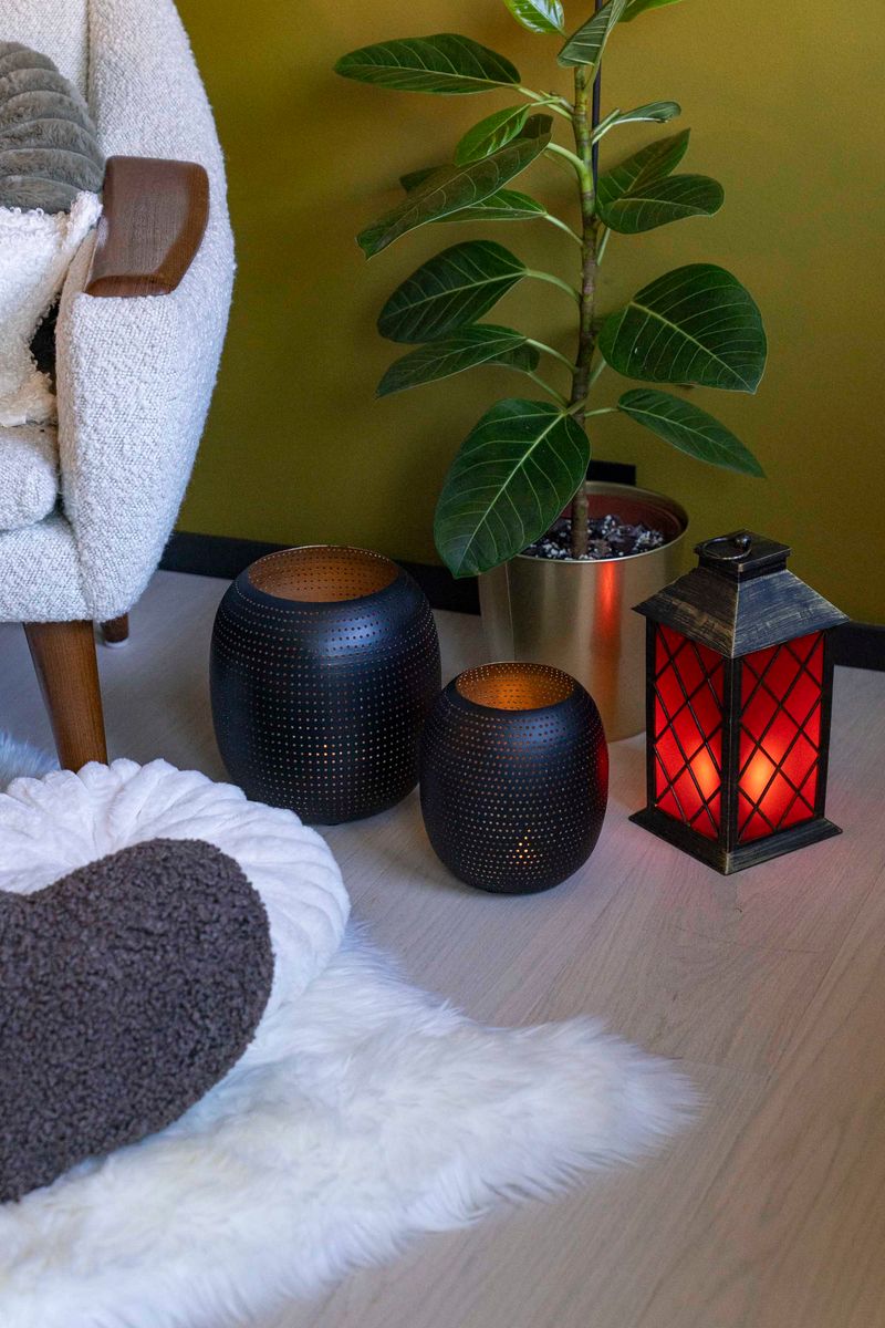 Lyslykt 21x22cm Svart