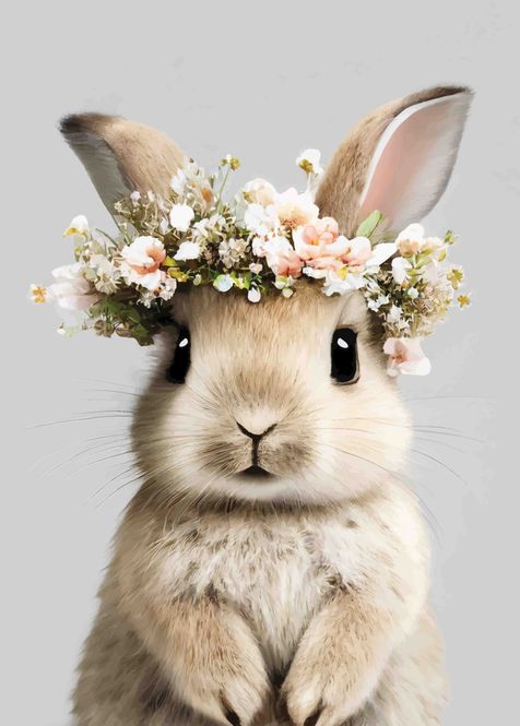 Hovedbilde Poster - Blomsterkrans Kanin