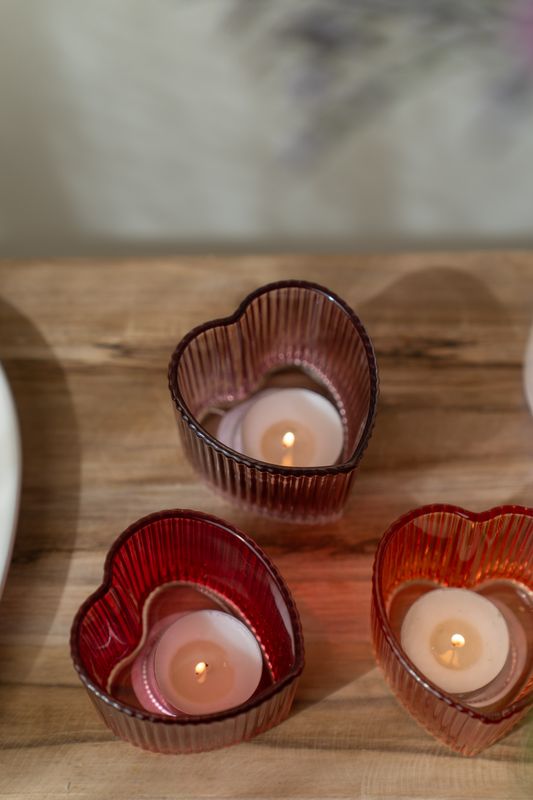 Telysholder hjerte – rosa