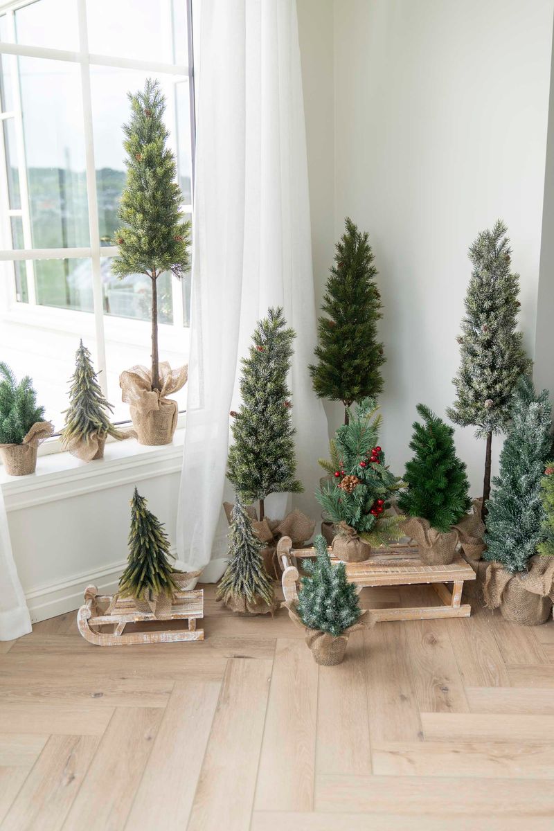 Furutre i Jutepotte 30cm - Snø