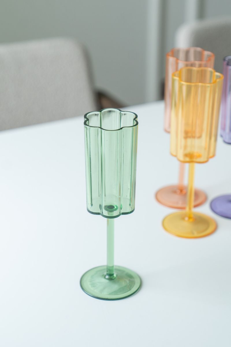 Blomst champagneglass – 200 ml – grønn