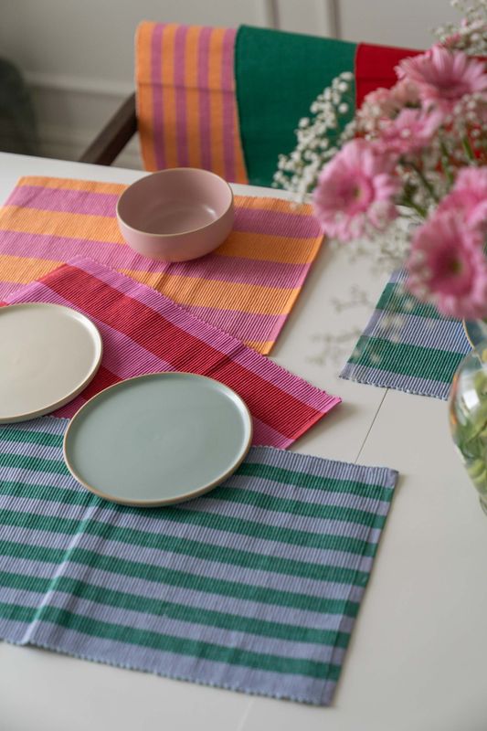 Bordbrikke i bomull – 45×30 cm – Grønn/Blå Smal