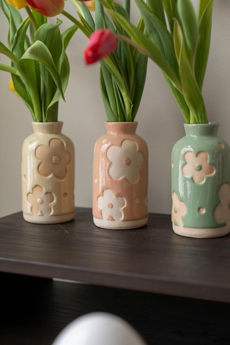 Vase blomster – 14 cm – grønn