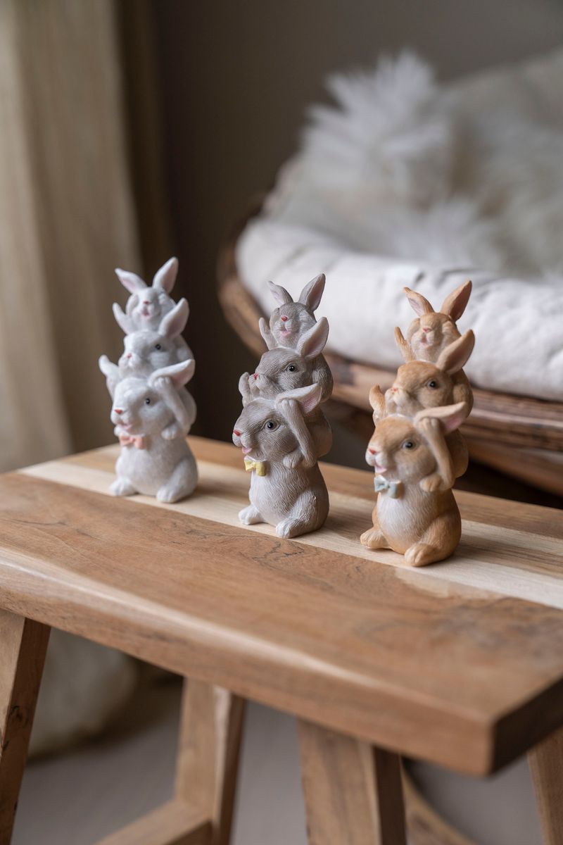 Stablet kaninfigur – hvit