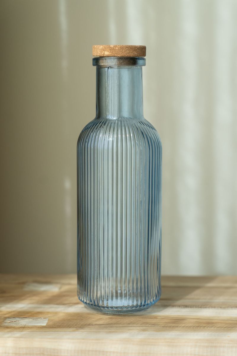 Glassflaske med kork – 1 L – Blå