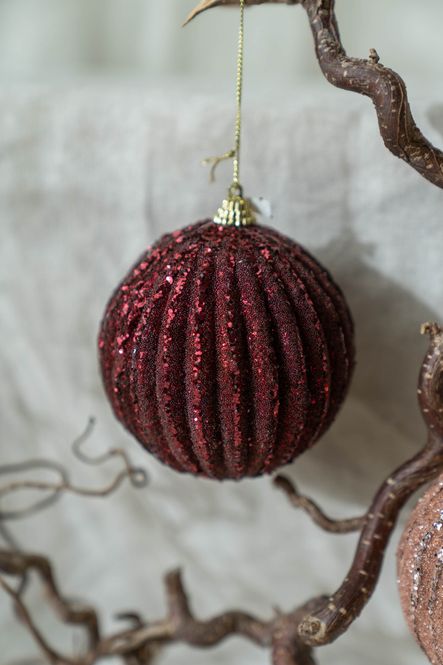 Hovedbilde Glimmer Julekule 10cm - Burgunder