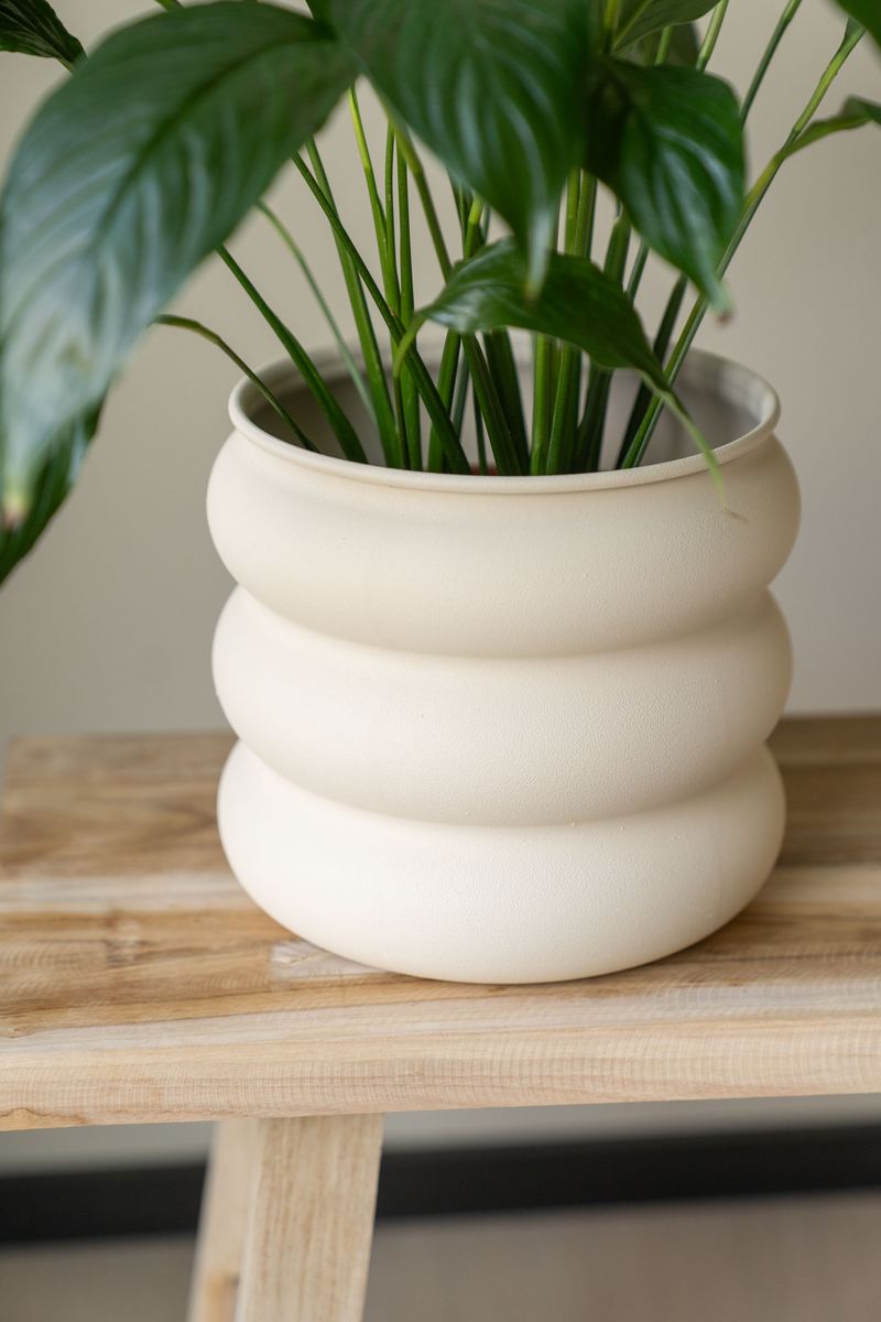 Blomsterpotte galvanisert – 3pk – krem