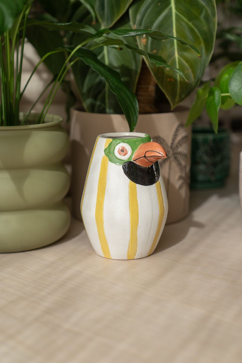 Vase Fugl 15x17cm - Gul