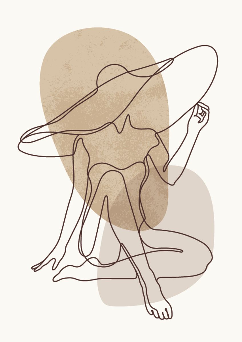 Poster - Beige Dame m/hatt 2