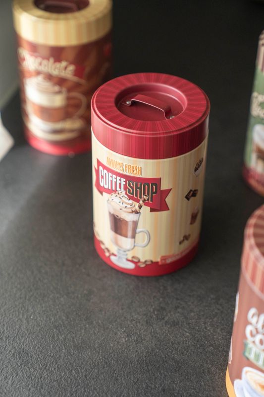 Retro Oppbevaringsboks – Ø10×H16 cm – Coffe Shop