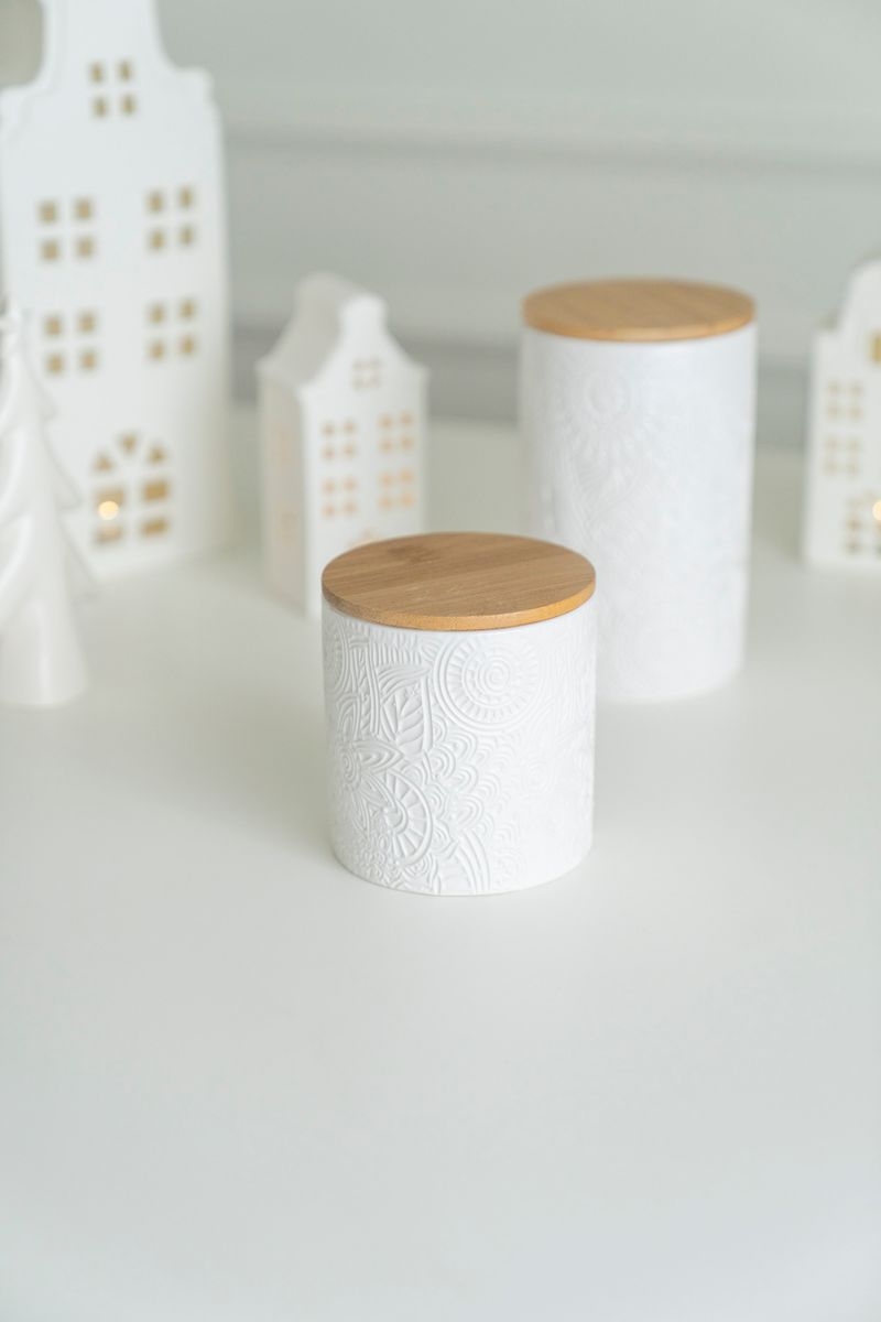 Keramikkrukke m/lokk 10x10cm