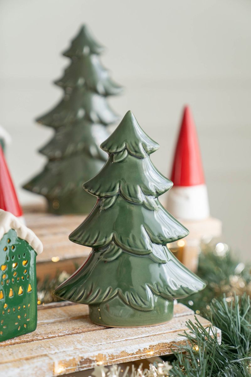 Porselentre 21cm Mørk Grønn