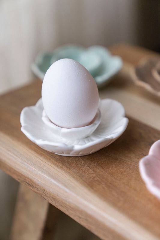 Eggeglass med blomstermotiv – hvit