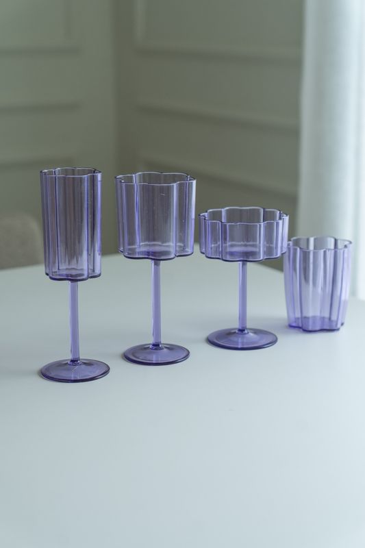 Blomst vinglass – 300 ml – lilla