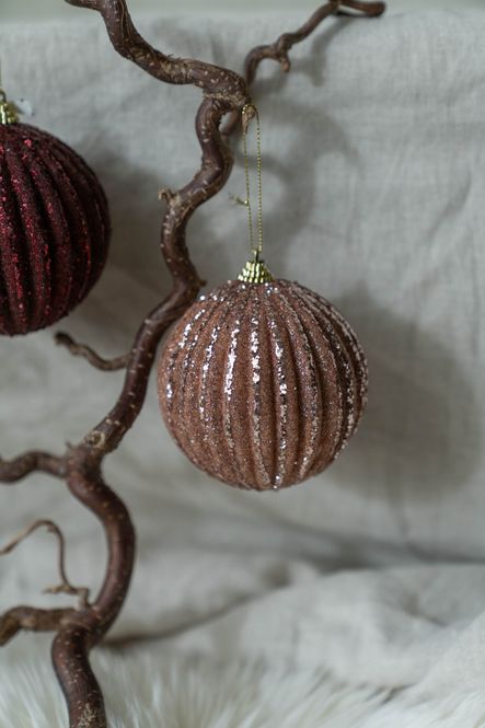 Hovedbilde Glimmer Julekule 10cm - Gammelrosa
