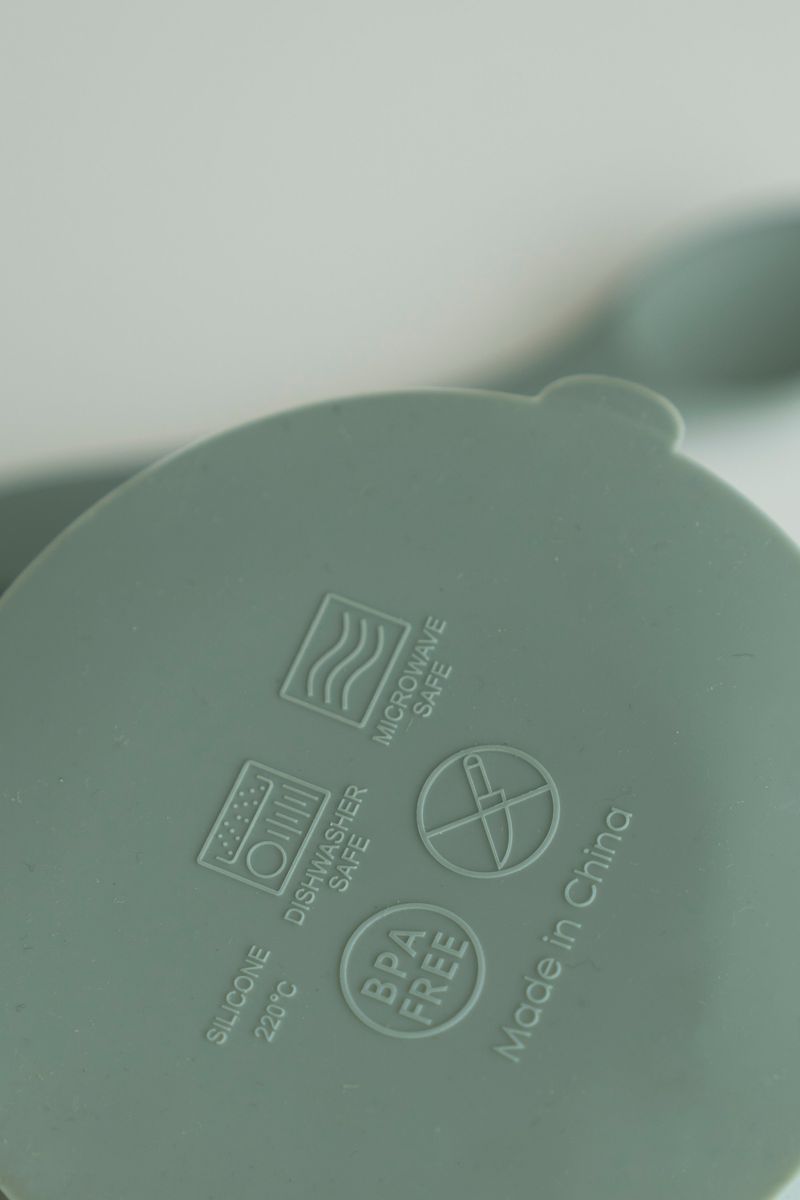 Silikonskål m/skje og sugekopp - Grønn