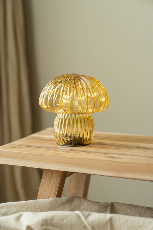 Glassopp LED 15cm - Gul