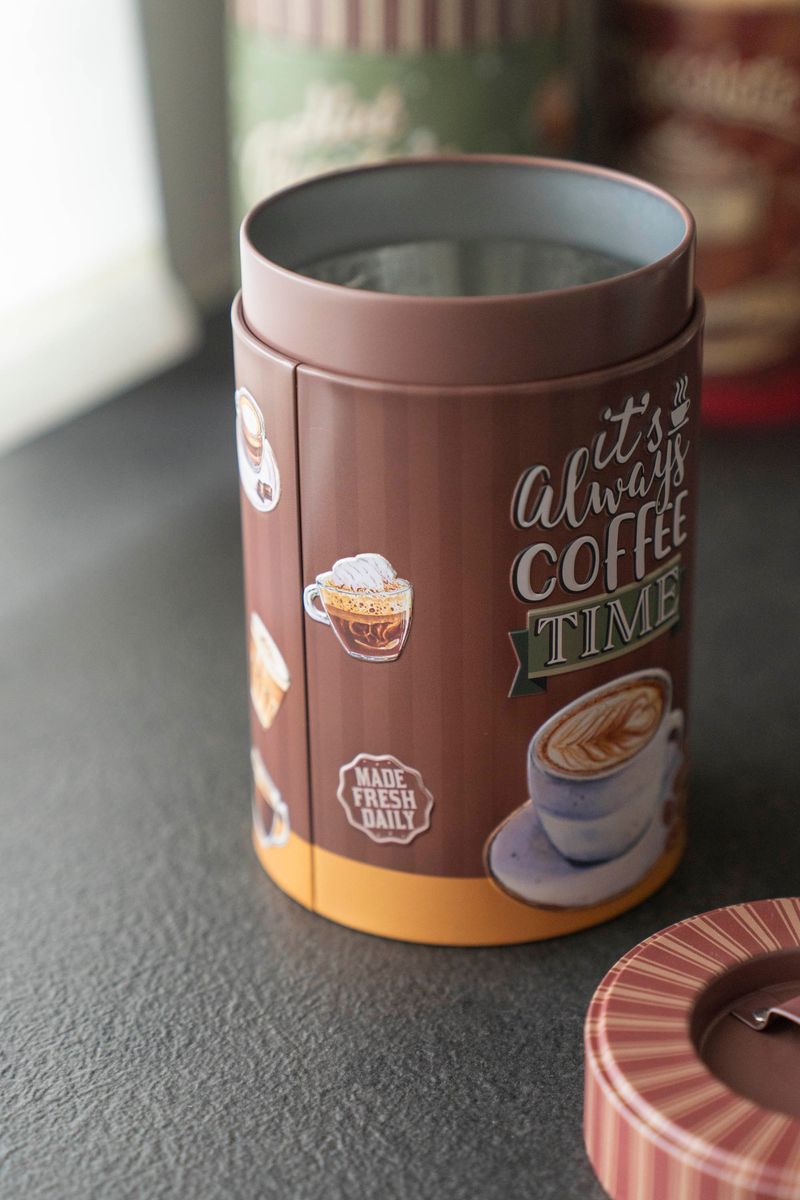 Retro Oppbevaringsboks – Ø10×H16 cm – Coffe Time