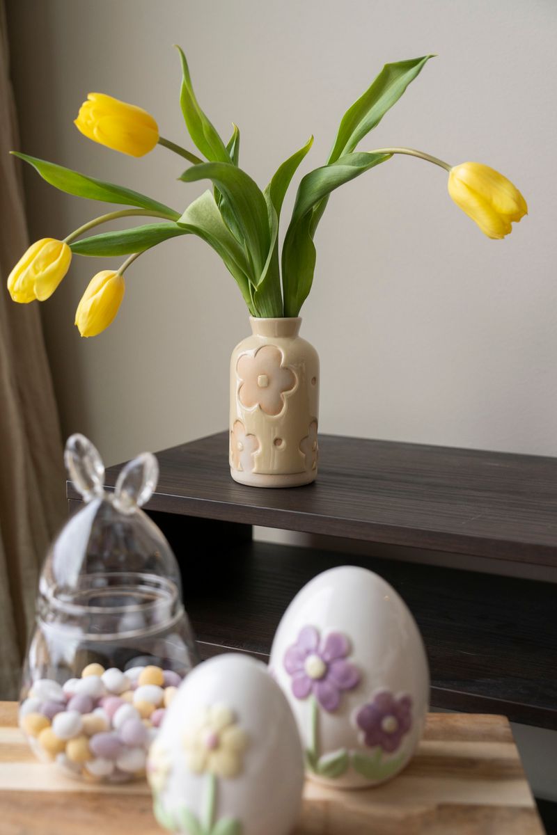 Vase blomster – 14 cm – gul
