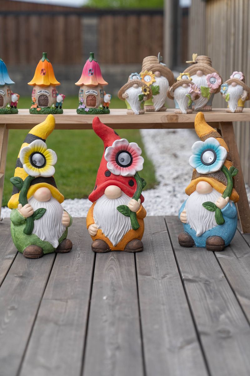Hagefigur hus med lys – H22 cm Blå