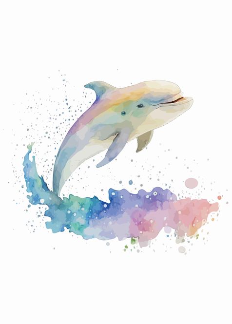 Hovedbilde Poster - Vannmaling Delfin