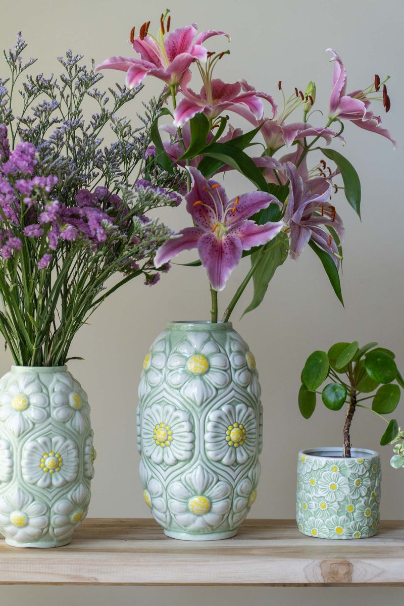 Vase blomster – 22 cm – Grønn