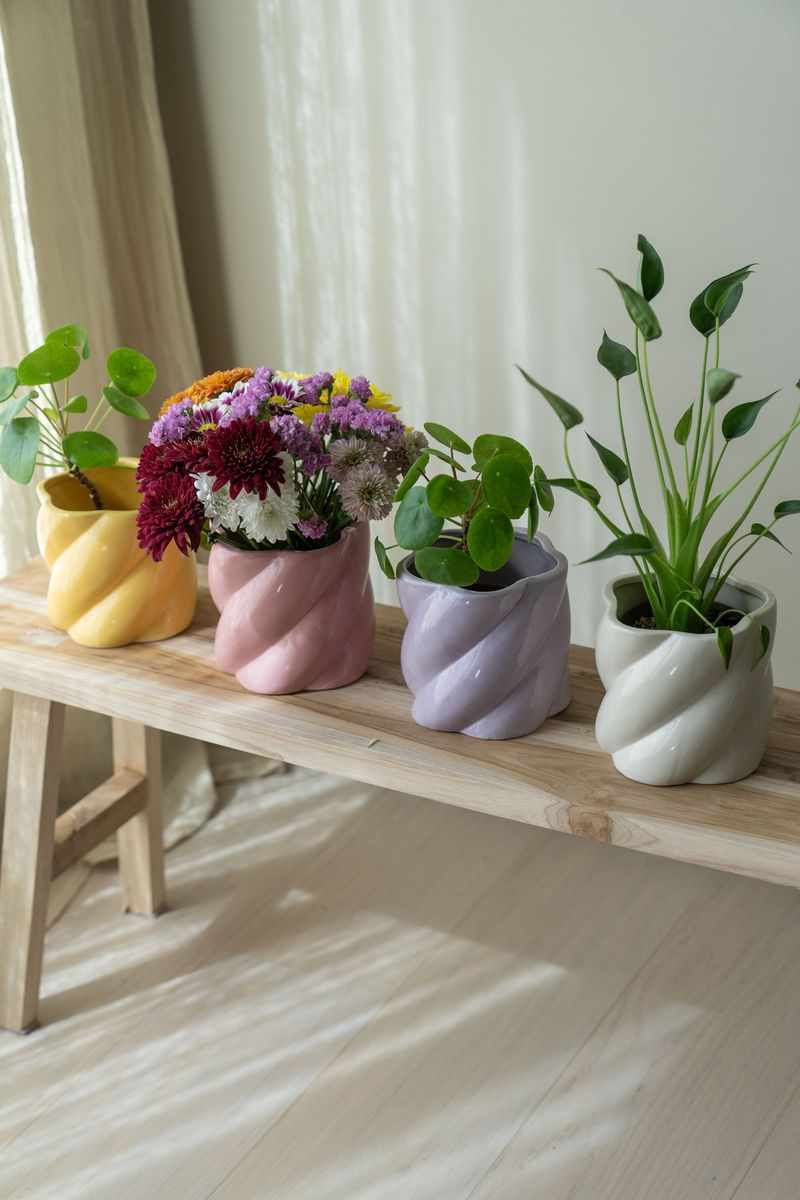 Blomsterpotte swirl – Gul