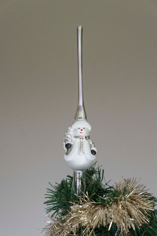 Tretopper - Sølv Snømann 25cm