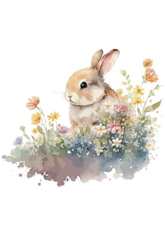 Poster - Blomst Kanin