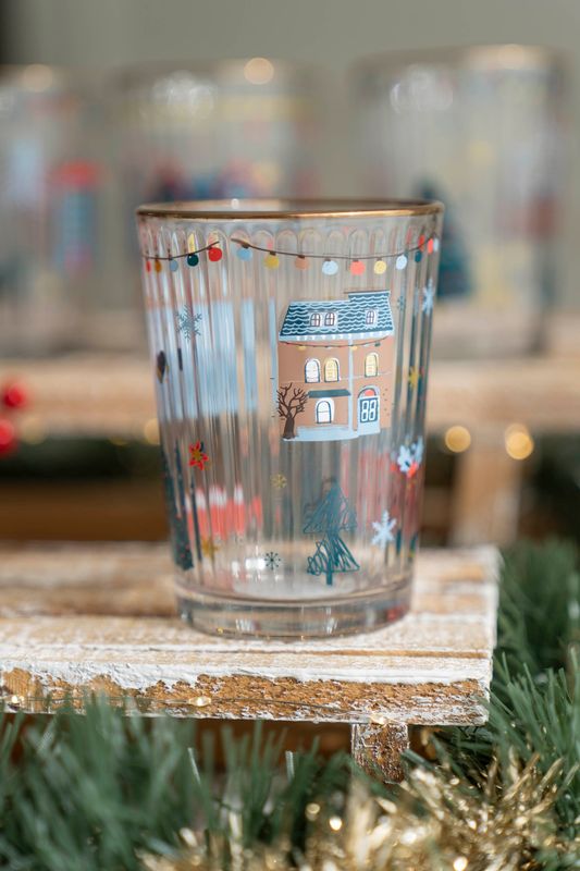 Vannglass 500ml - Blått Hus