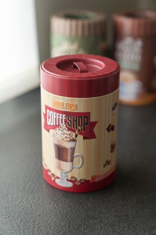 Retro Oppbevaringsboks – Ø10×H16 cm – Coffe Shop