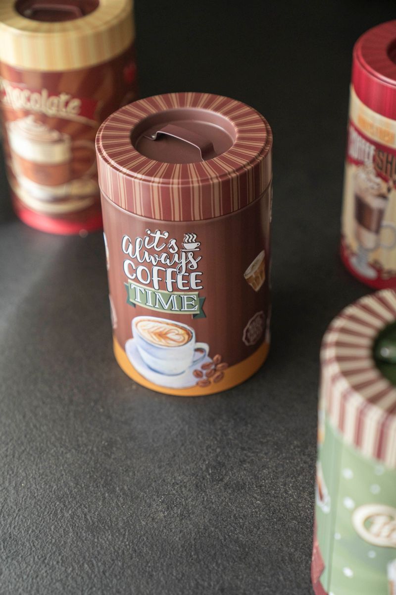 Retro Oppbevaringsboks – Ø10×H16 cm – Coffe Time