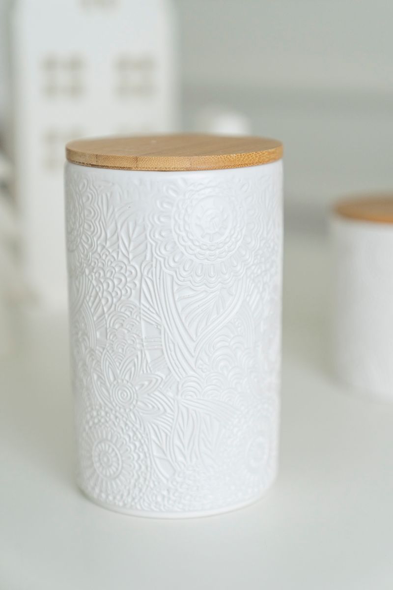 Keramikkrukke m/lokk 10x16cm