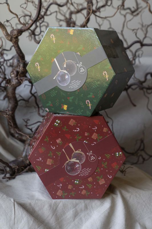 Julekule sett Candycane 7,5cm - Grønn