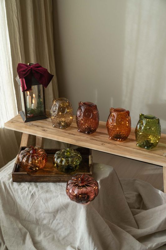 Glasgresskar LED 13cm - Oransje
