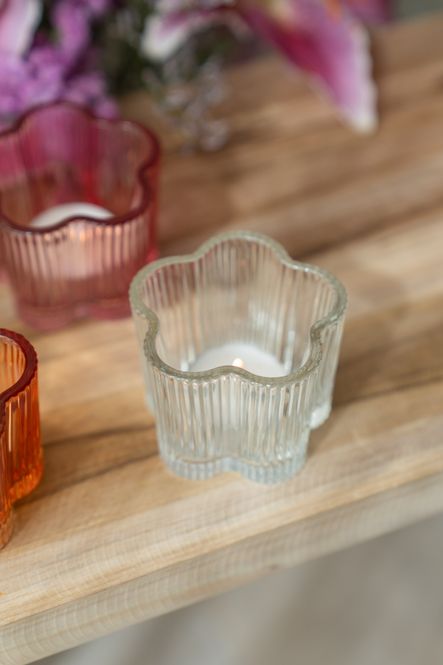 Hovedbilde Telysholder glass blomst – klar
