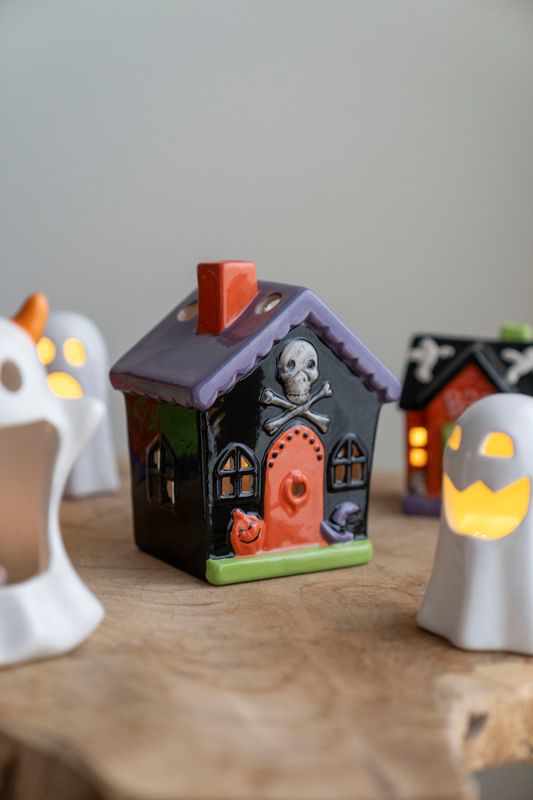 LED Halloween Hus 15cm - Skalle