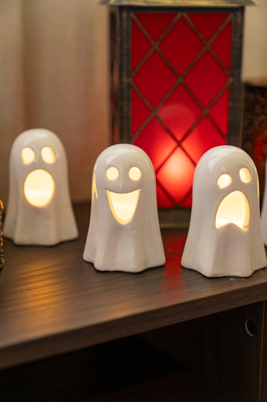 LED Spøkelse 10cm - Glad