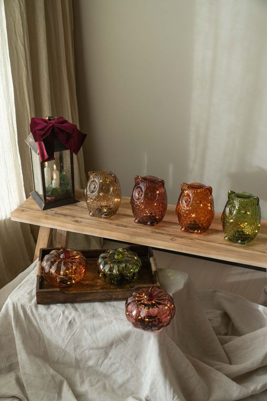 Glasgresskar LED 13cm - Oransje
