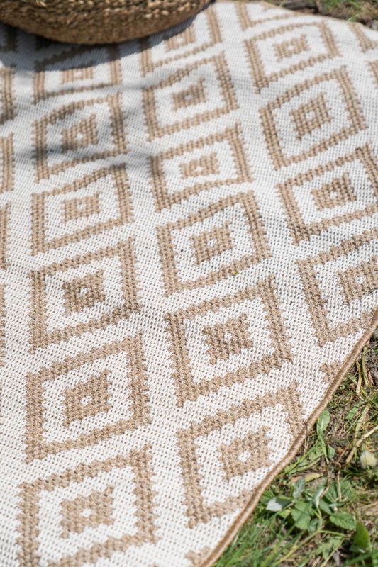 Utendørs Teppe 180x120cm Beige og Hvit