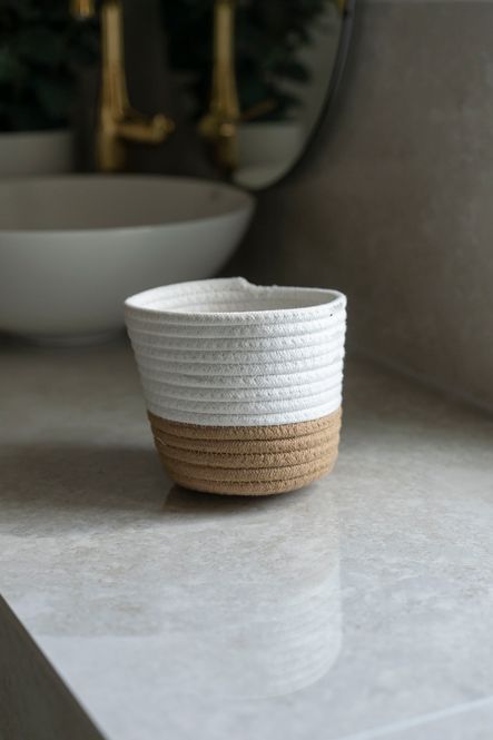 Hovedbilde Bomullskurv 13x13cm - Hvit/Brun