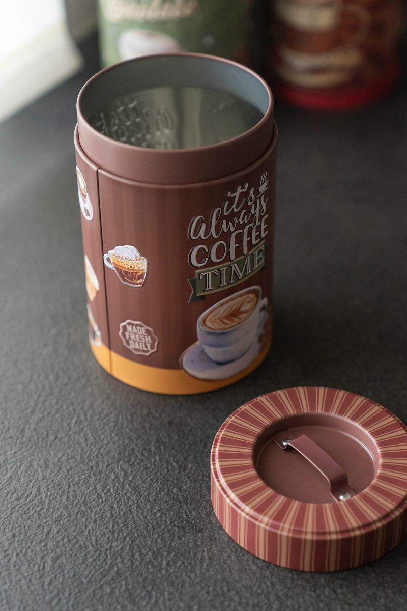 Retro Oppbevaringsboks – Ø10×H16 cm – Coffe Time