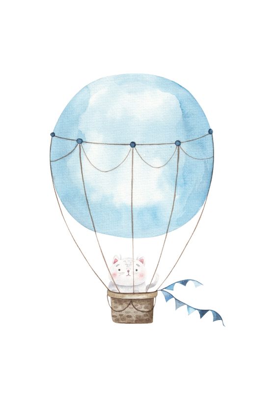 Poster - Katt i Ballong