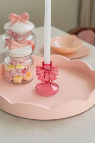 Hovedbilde Lysestake sløyfe – rosa