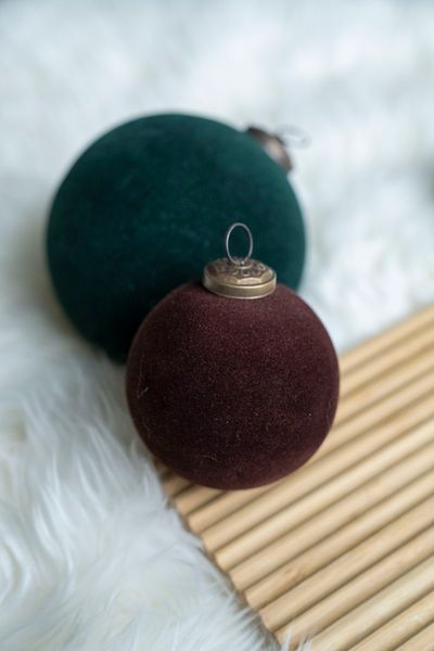 Hovedbilde Julekule 10cm glass/velour - Brun